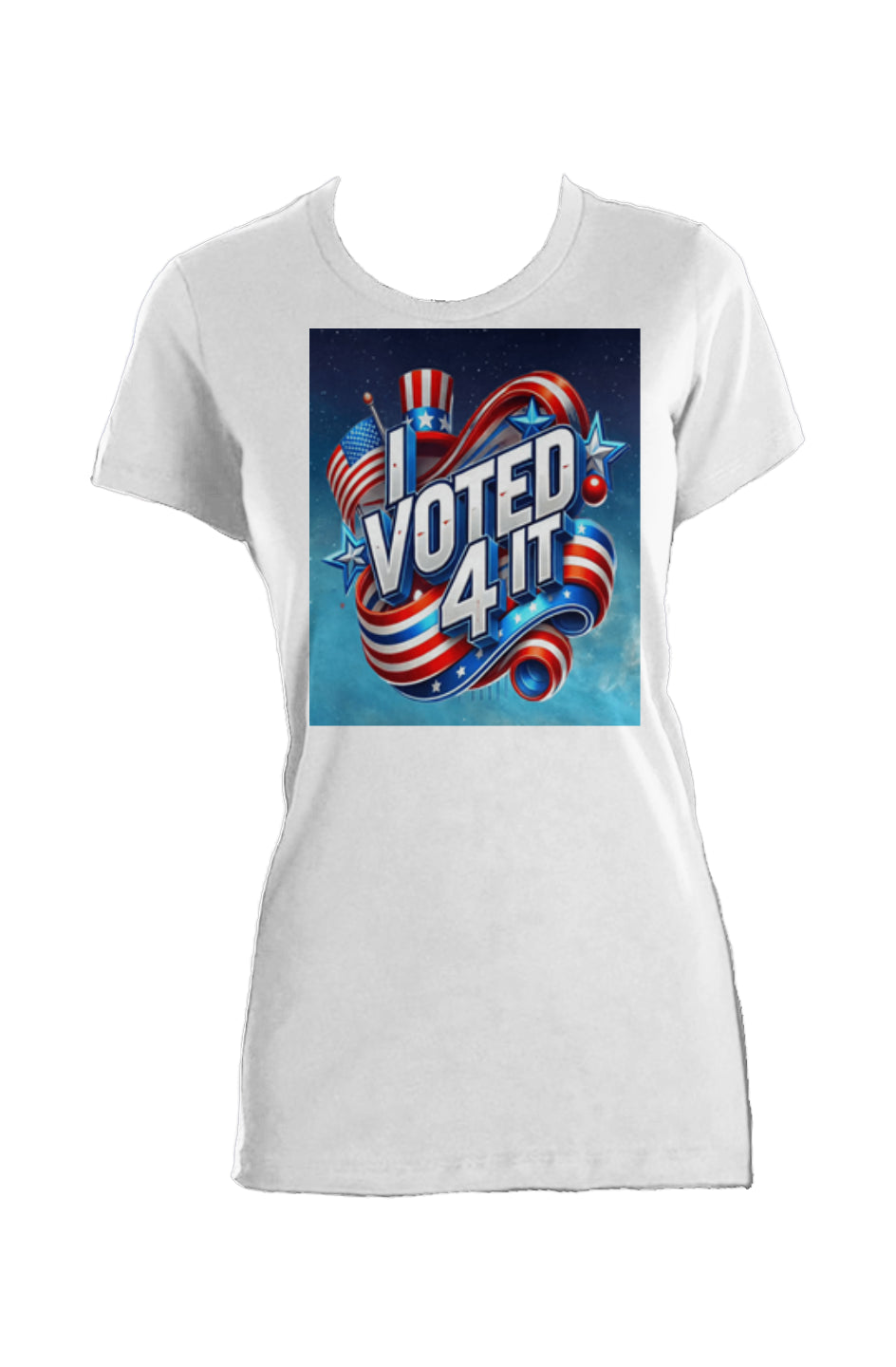 IVoted4ItWhite2 Ladies Made in USA Crew T-Shirt