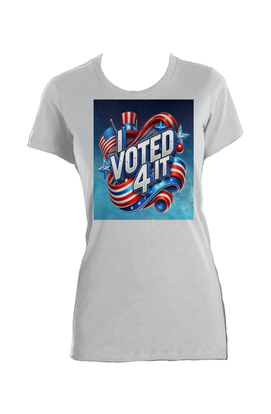 IVoted4ItSilver2 Ladies Made in USA Crew T-Shirt