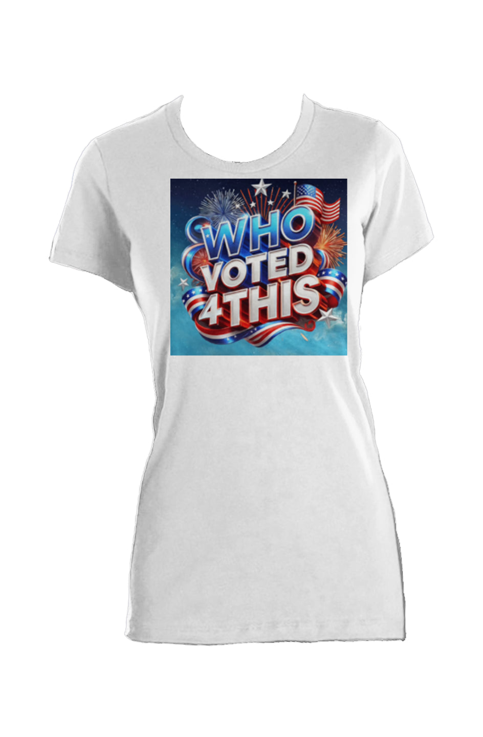 WhoVoted4ThisWhite Ladies Made in USA Crew T-Shirt
