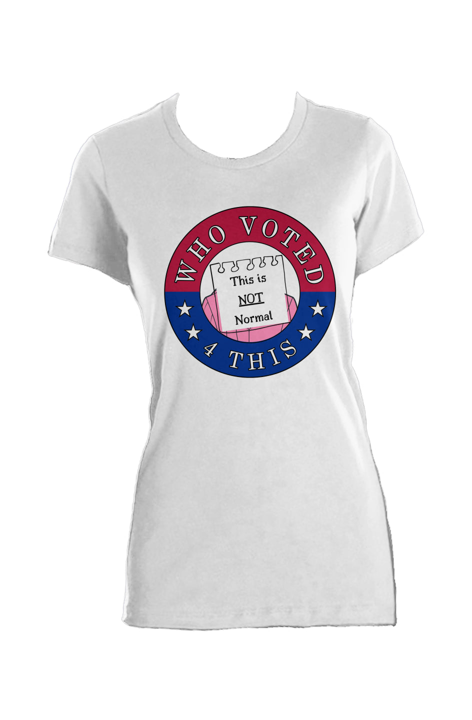 WhoVoted4This-TINNwhite Ladies Made in USA Crew T-
