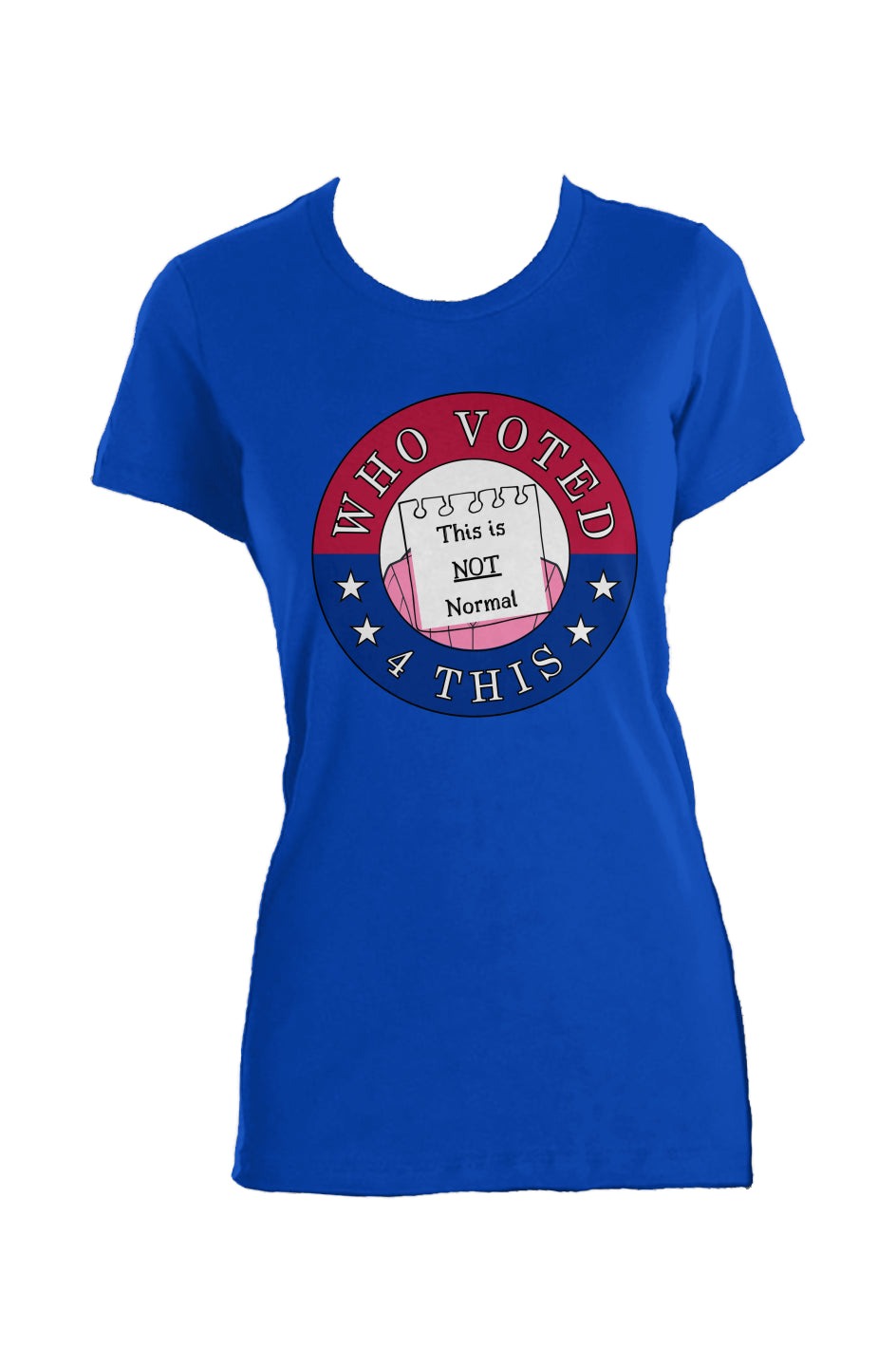 WhoVoted4This-TINNBlue Ladies Made in USA Crew T-S