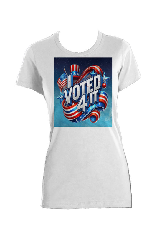 IVoted4ItWhite2 Ladies Made in USA Crew T-Shirt